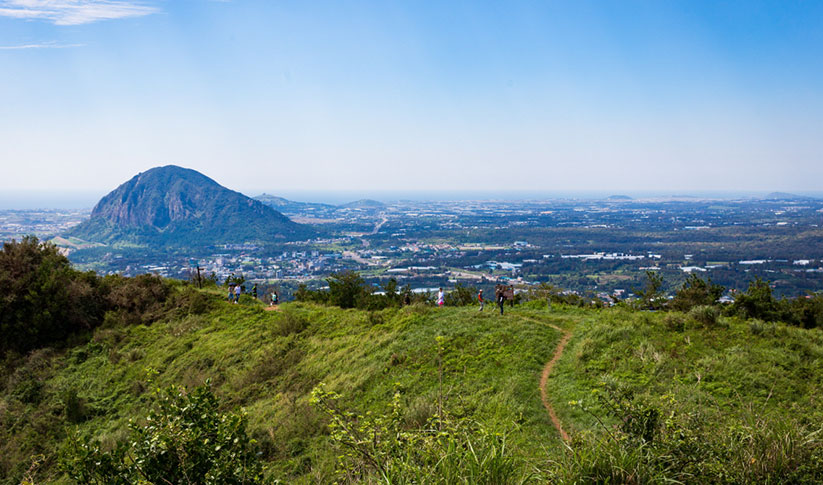 군산오름에서 보이는 산방산