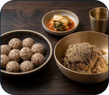 순메밀국수와 메밀만두 한 상